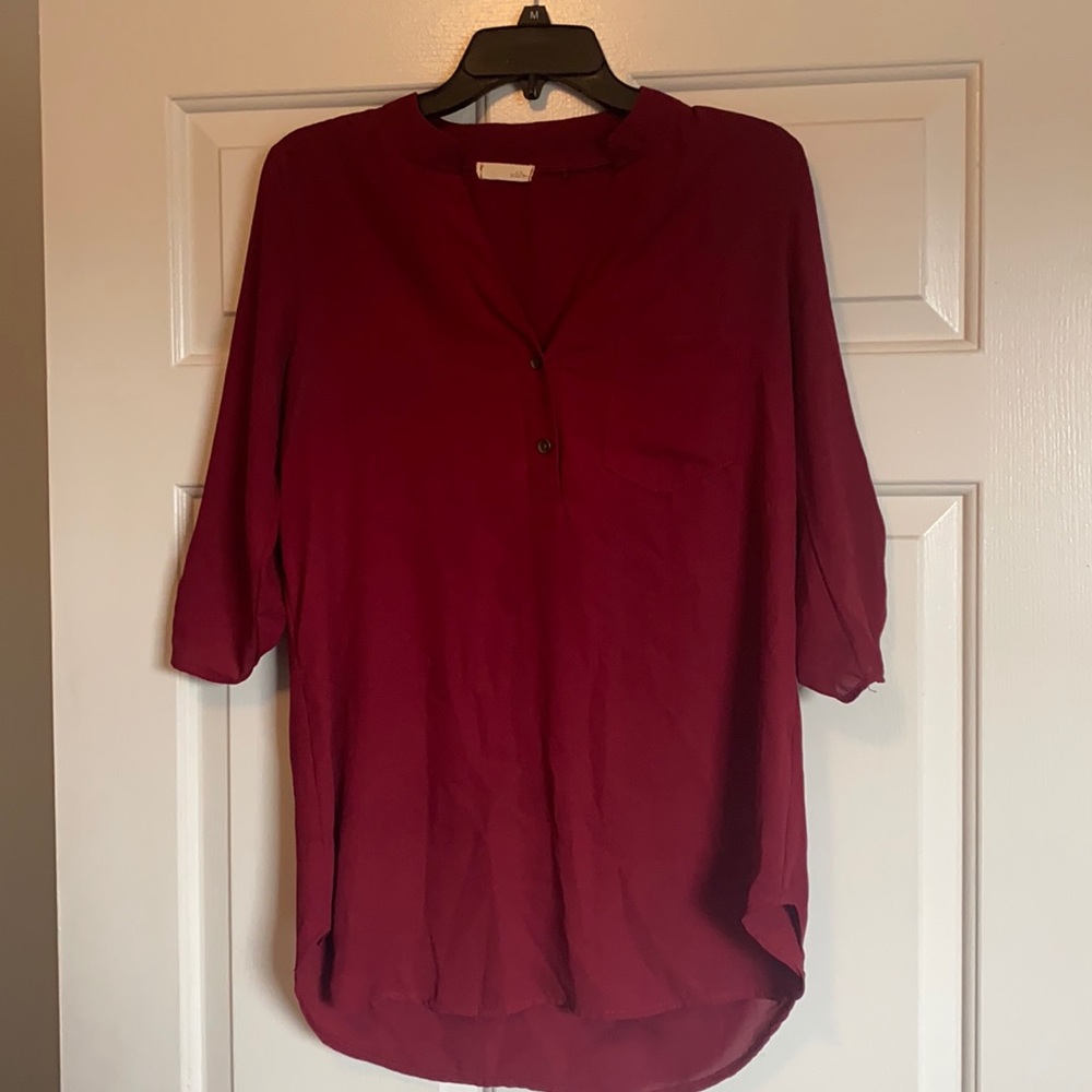 Shophopes Burgundy Button down blouse